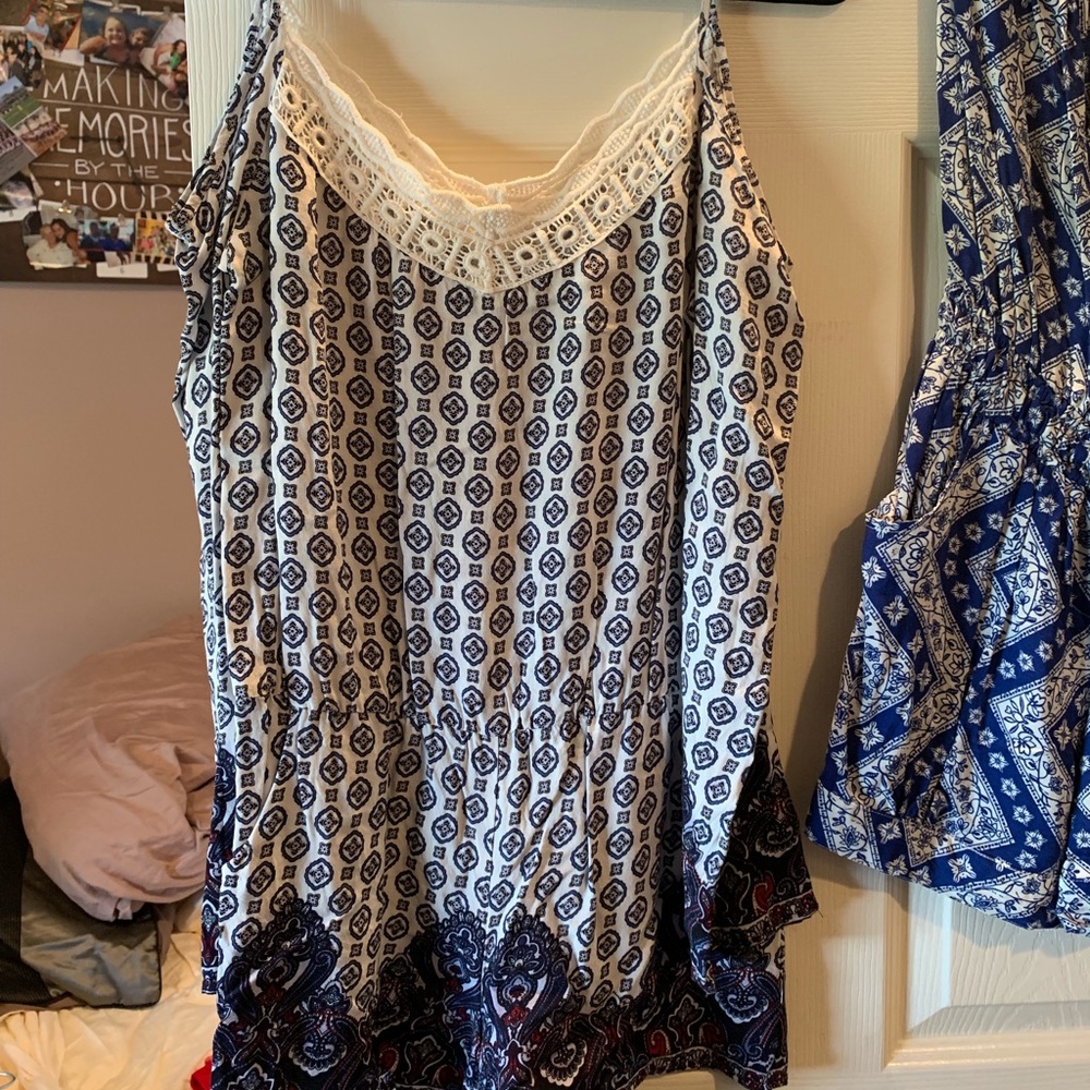White and blue romper